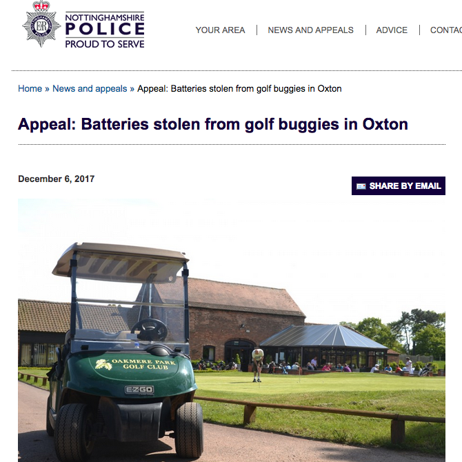 There has been a spate of buggy battery thefts from golf clubs