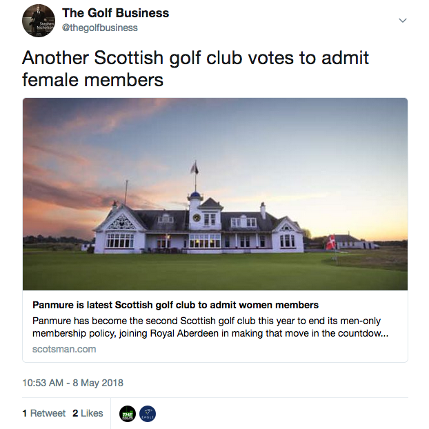 Panmure GC becomes latest Scottish club to allow women members