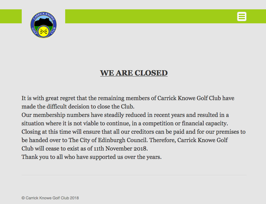 Historic Scottish golf club permanently closes