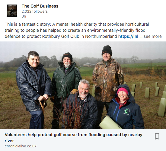 Mental health charity built flood defence at golf club