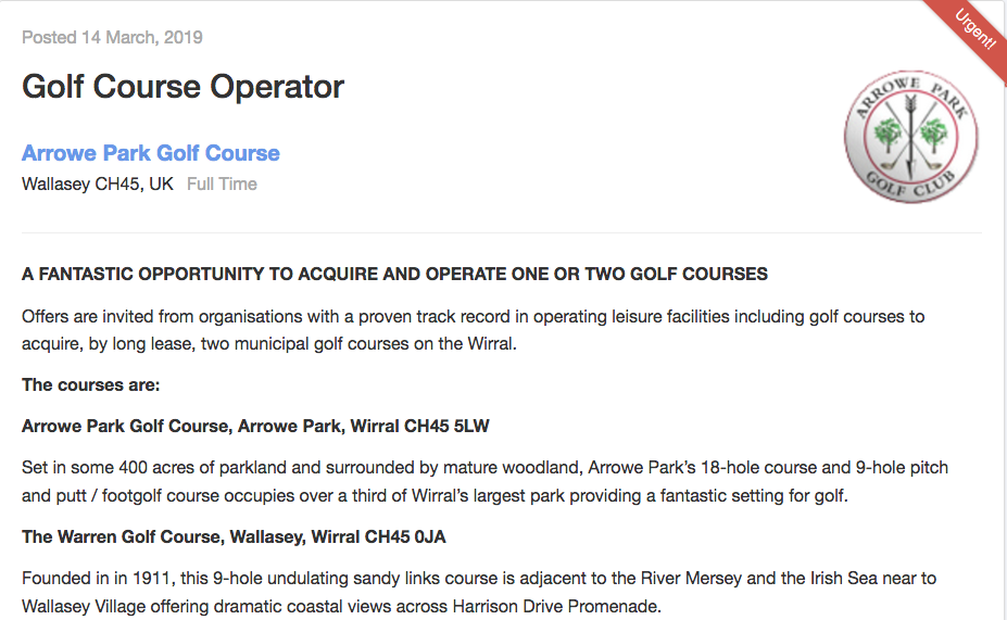 Two Merseyside golf clubs are looking for new operators