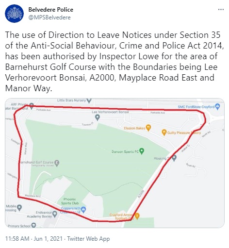 Police place a dispersal order ring around an entire golf course