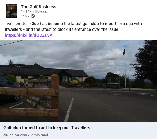 Second golf club in a week blocks its entrance due to travellers