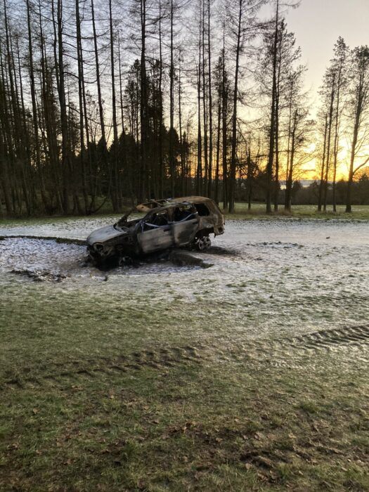 Another car abandoned and set fire to on golf course