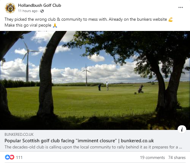 Scottish golf course to close ‘in three weeks’