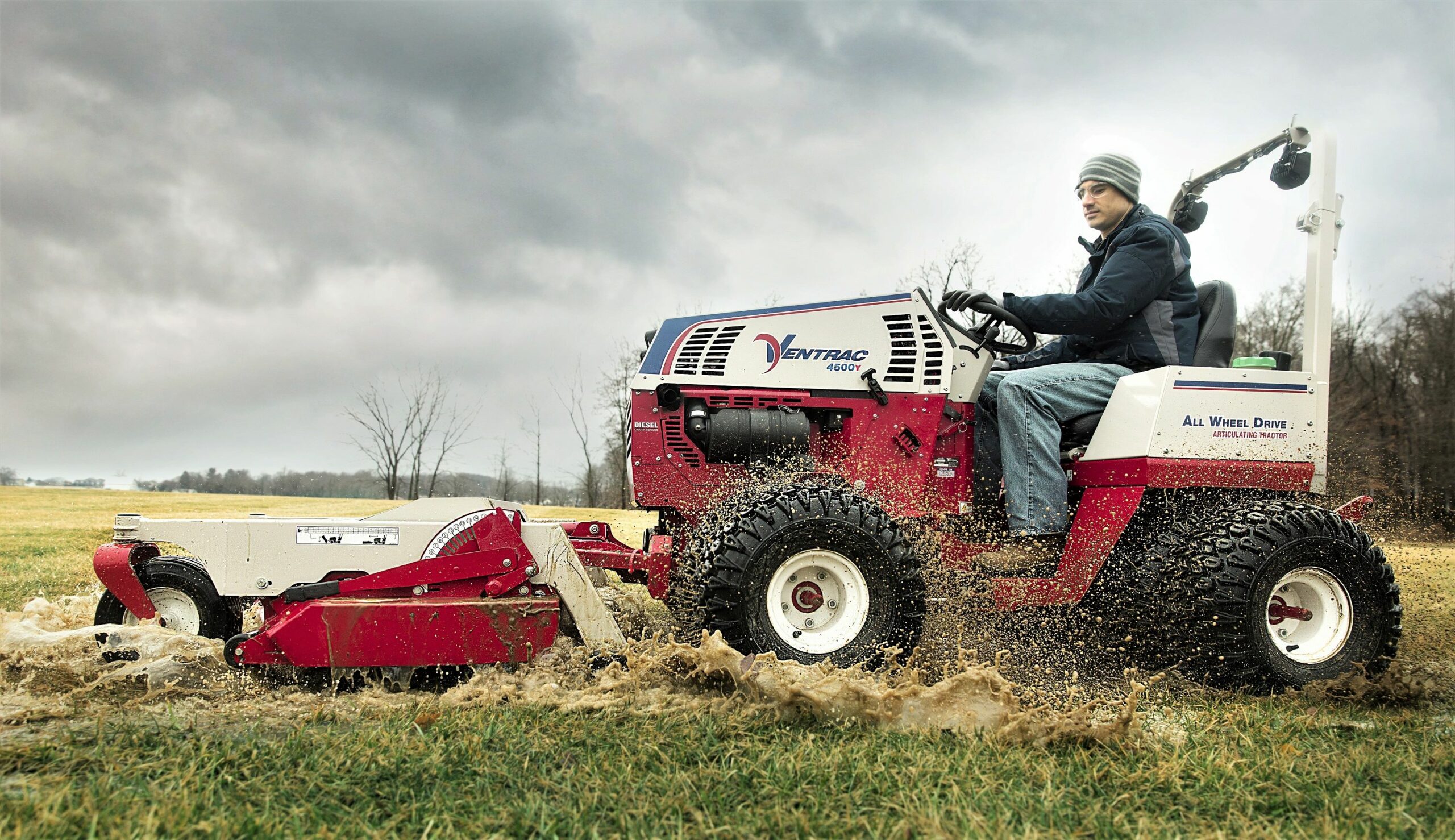 The Ventrac all-terrain compact tractor works in sodden conditions
